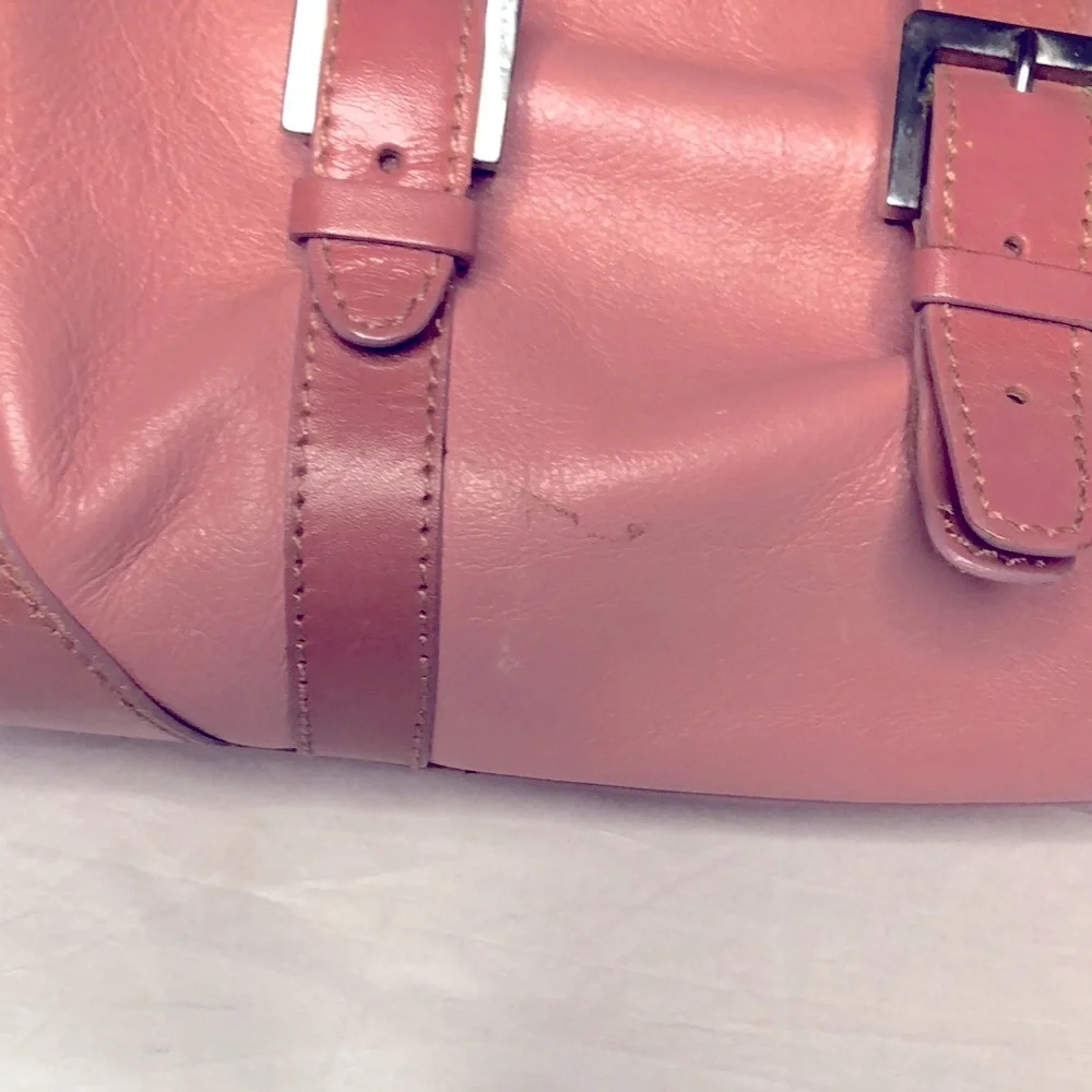 Women's Pink Leather Satchel Shoulder Bag